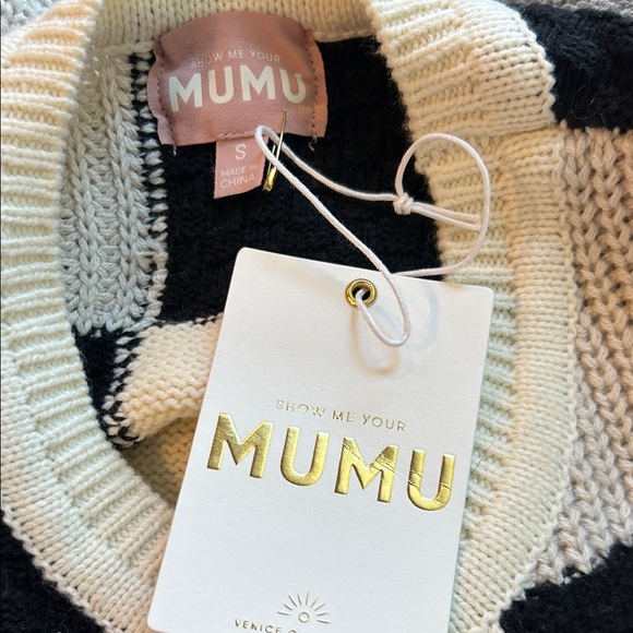 Show Me Your MuMu Ember Tunic Sweater in Gray Patchwork Knit Size Small NWT - Picture 6 of 8